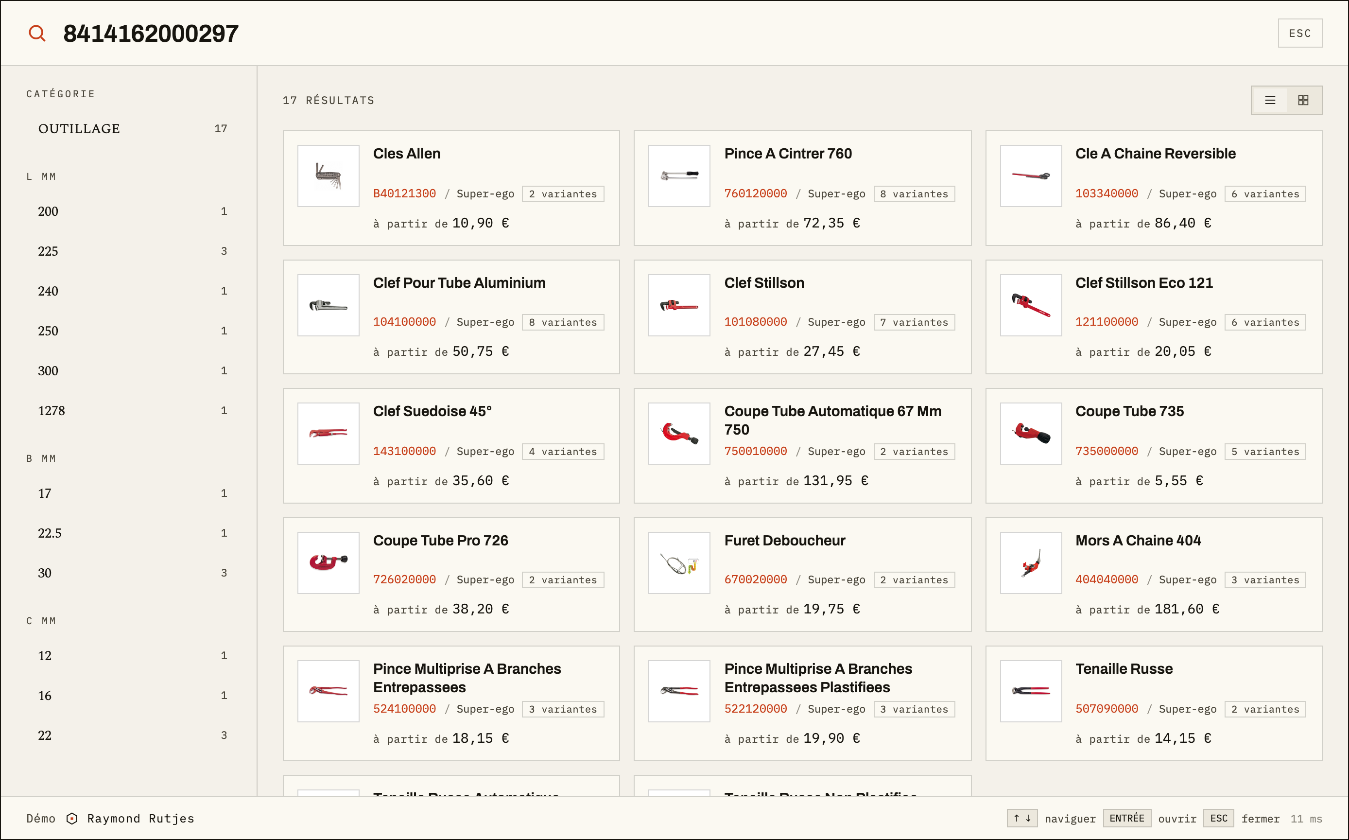 Recherche par code barre / EAN